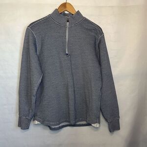 Robert Graham Pullover 1/4 Zip Sweater Blue White Striped size M Medium LOOK